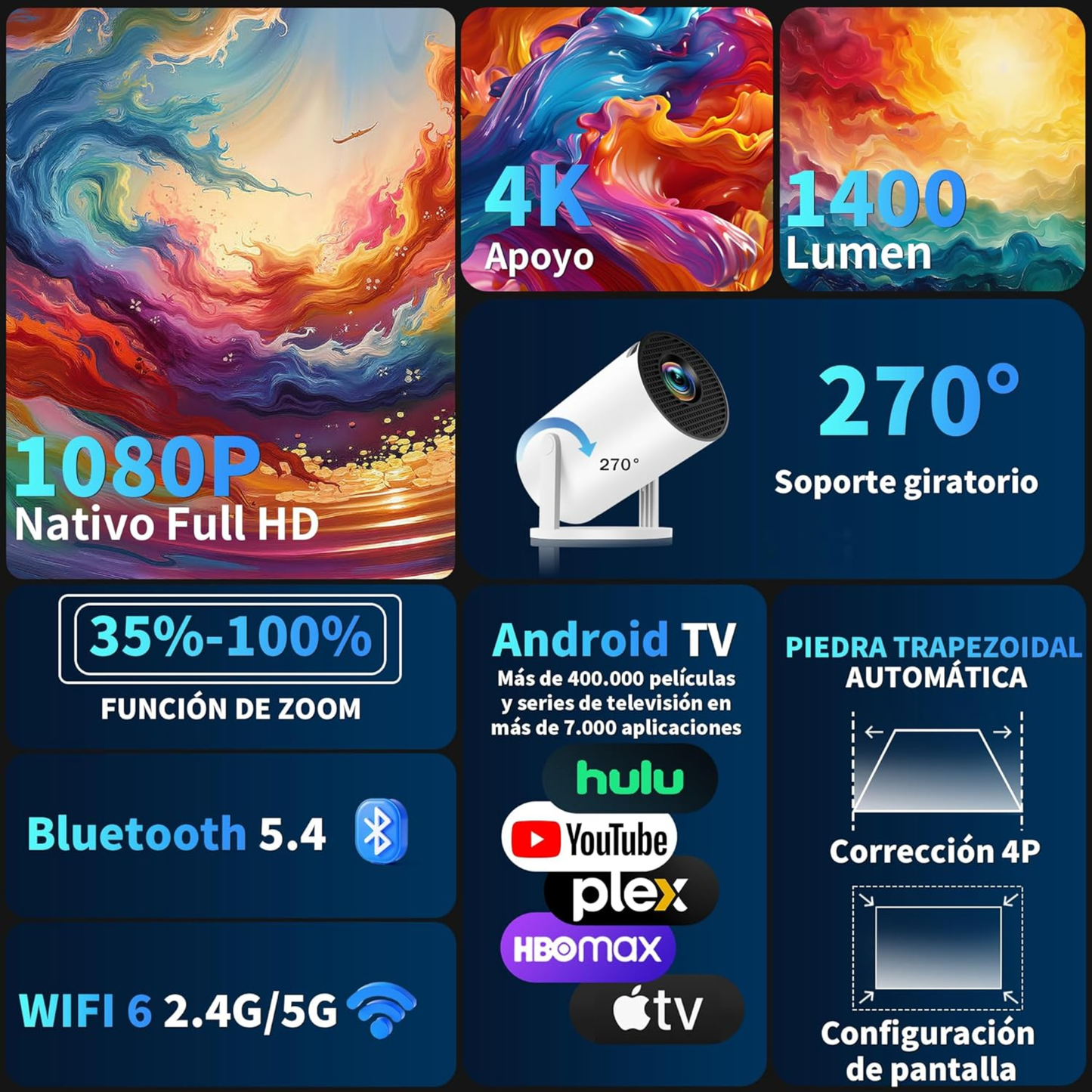 Proyector de Cine Portátil 4K